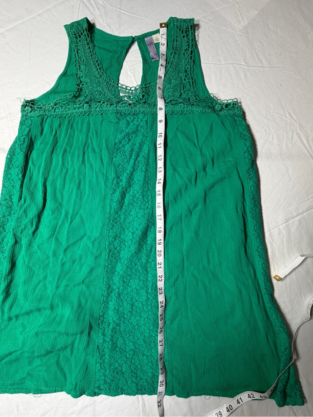 Alya Green Lace Sleeveless Boho Top - Size L - Picture 4 of 6